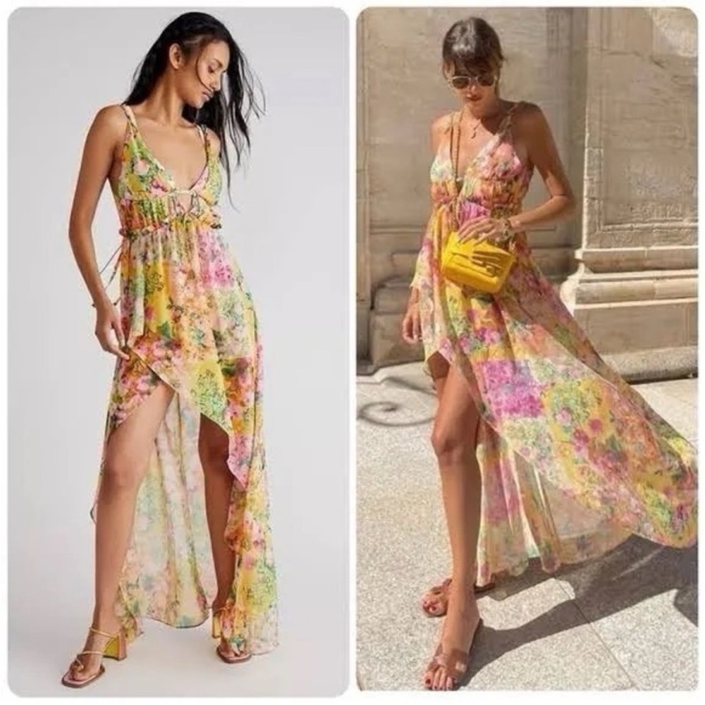 For Love And Lemons Madison Floral High Low Dress